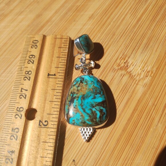 Jay King DTR mine finds Ceremonial Kingman Turquoise slide 925 Sterling Silver - Picture 8 of 15